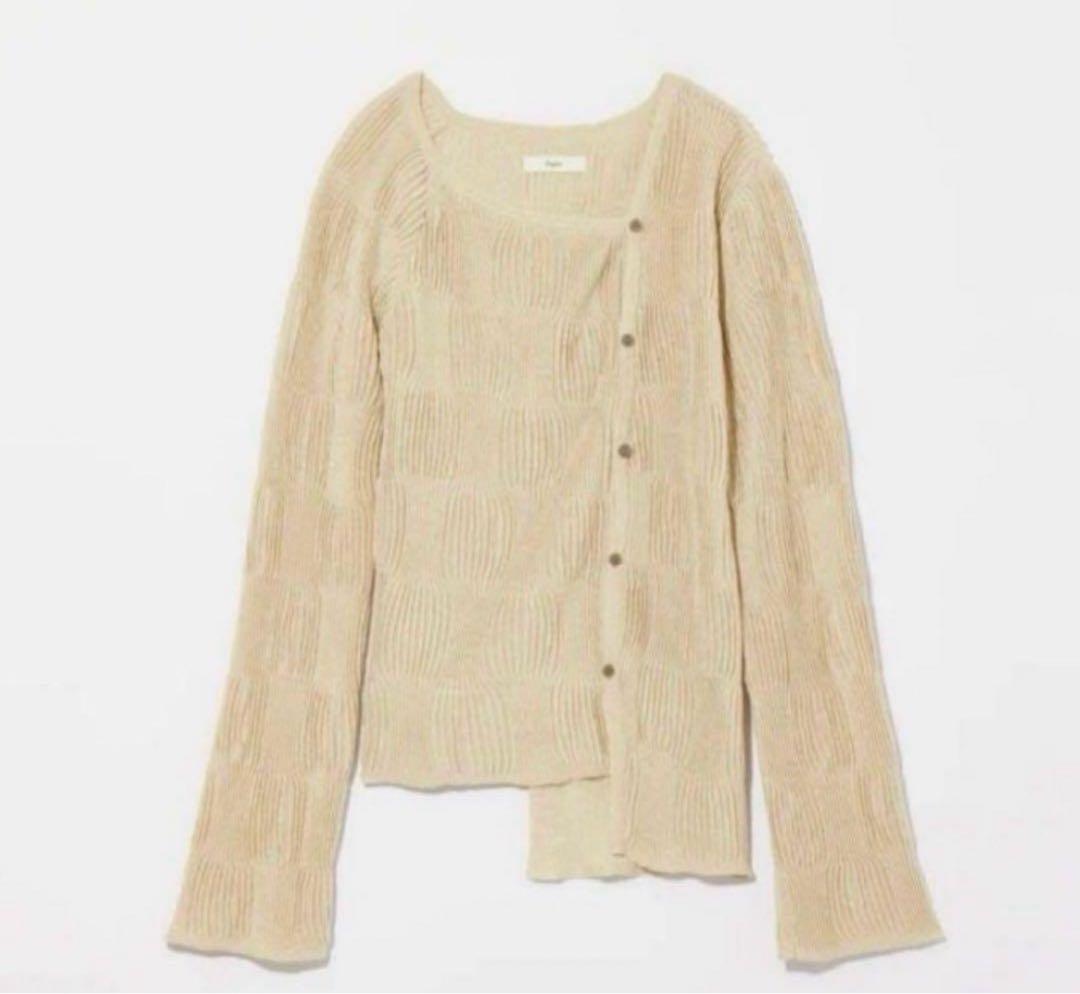 トップス Eaphi WAVE TUCK ASYMMETRY GLITTER CARDIG