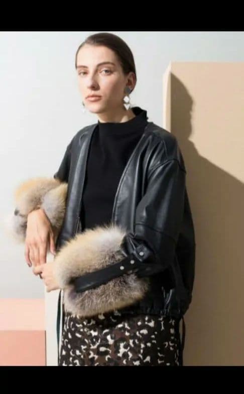 エレンディーク　Vネックレザーファーブルゾン Vネックレザーファーブルゾン