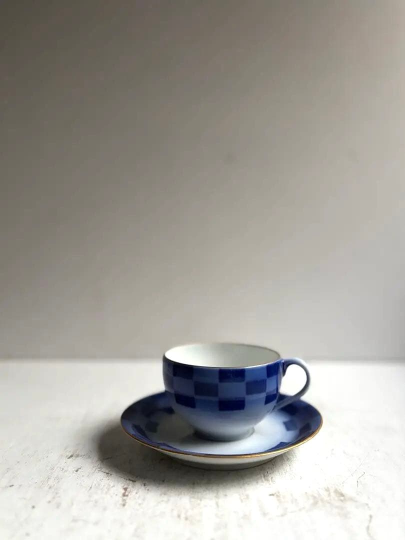 850 香蘭社 オールド香蘭社 市松文カップ&ソーサー 3点組 有田 明治 大正