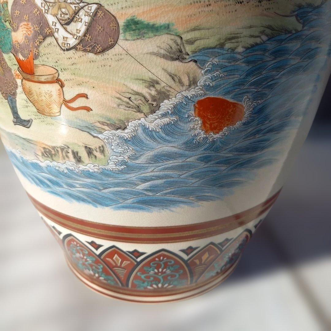 豪華 壷 九谷焼 七福人 　　61cm