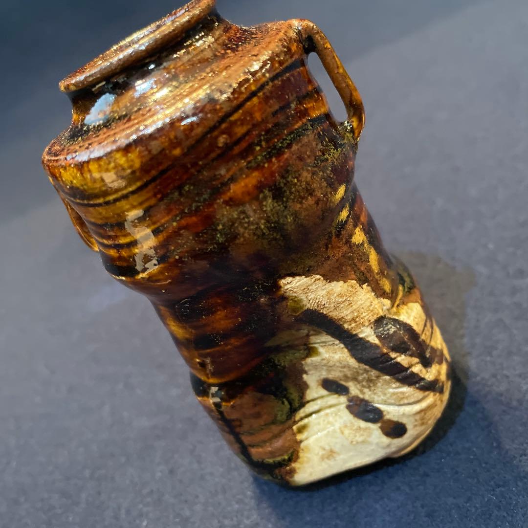 「茶入」桃山窯【林 英仁】(造)『織部の茶入』共箱　茶道具