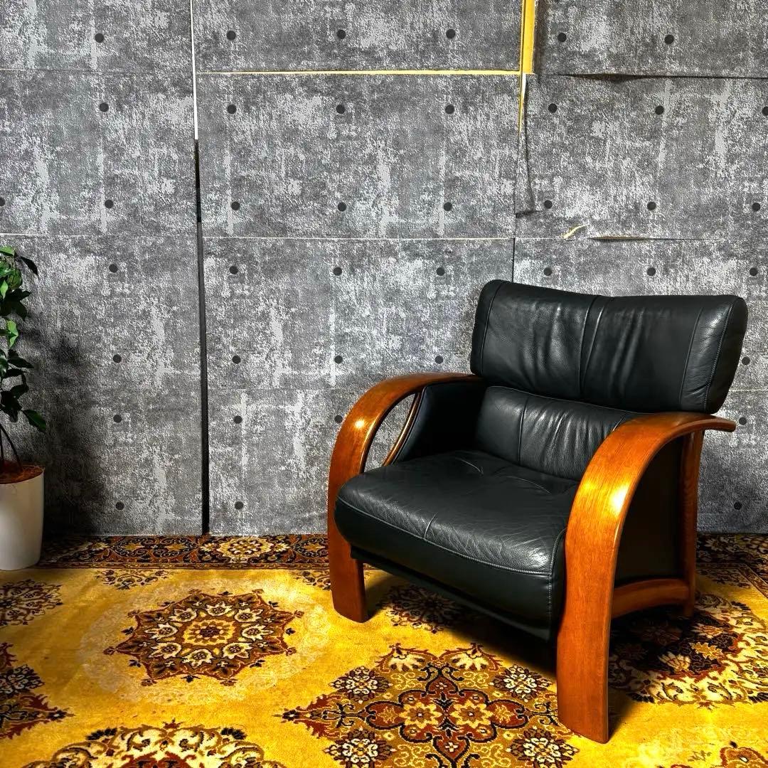 ꧁カリモク家具 karimoku꧂1人掛けアームソファ レザー 革 チェア