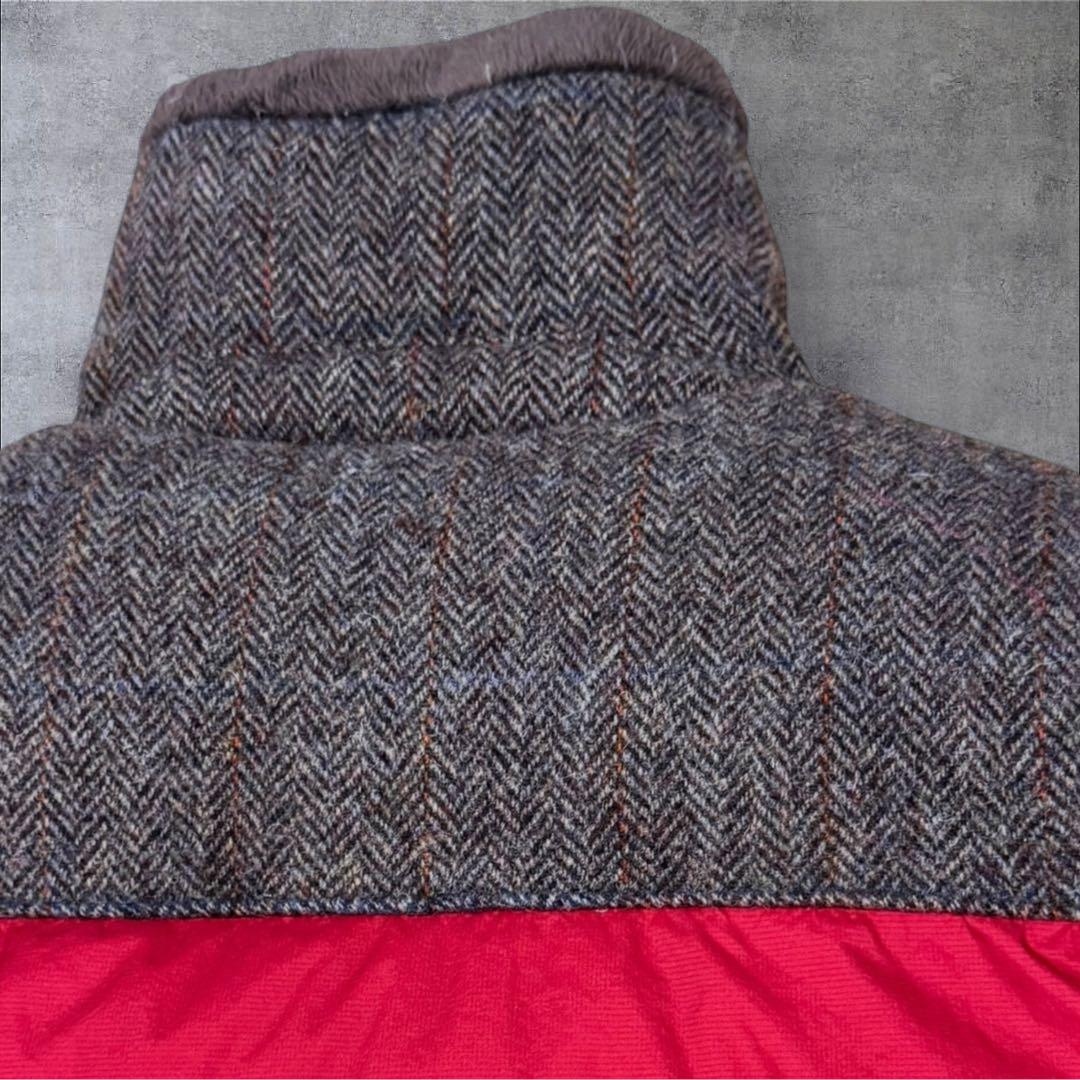 THE NORTH FACE ダウンベスト 赤 メンズXL ハリスツイード