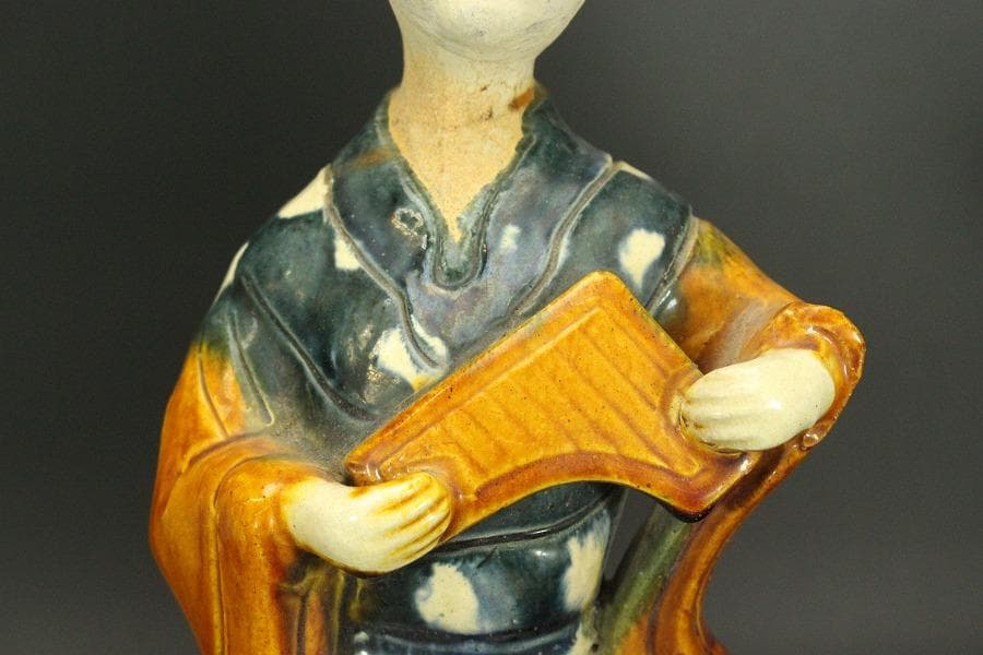 中国美術 三彩 女人 俑 高39.5cm(LC329)