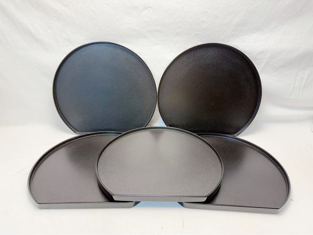 未使用 懐石道具 伝統工芸師 哲斎作 輪島塗 天然木製 半月膳 5客揃 紙箱