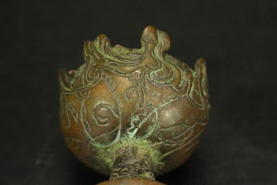 仏教美術 古銅 豆 博山炉 五鈷杵 二件 古美術(LC994)