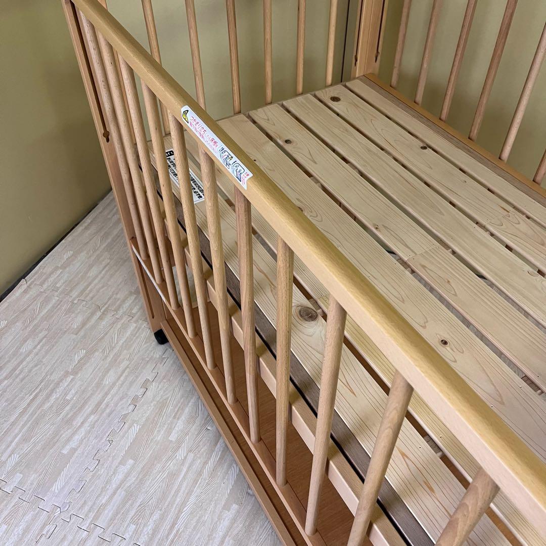 ☆除菌清掃済☆　超美品　日本製　サワベビー　ハイタイプ　すのこ床板　3面スライド