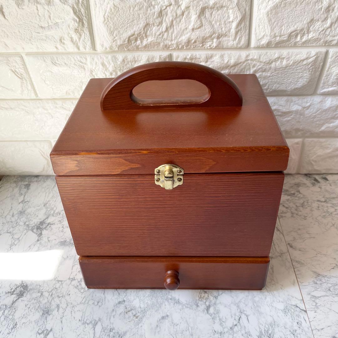 【美品】GWOOD 鏡付き メイクボックス コスメ収納 小物入れ