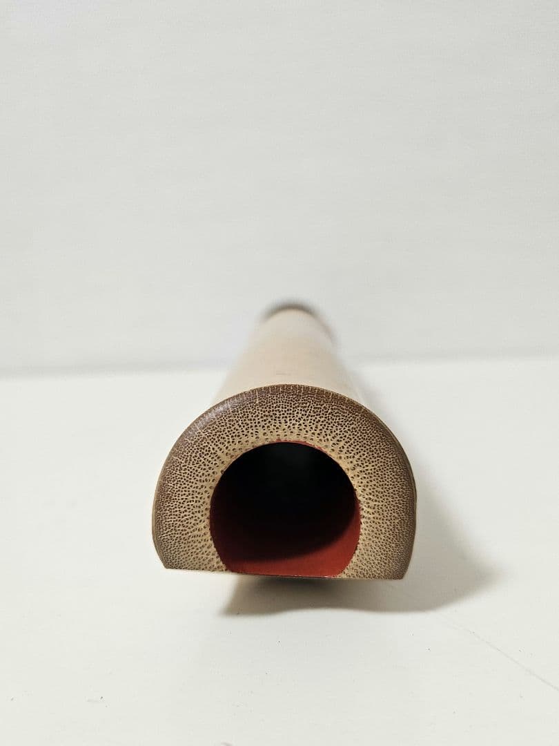 琴古流 尺八 二つ折り 分割式 根付き 地無し 朱塗り歌口 焼印あり