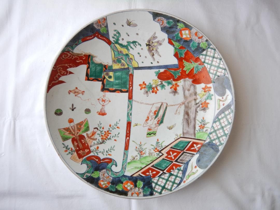 伊万里色絵大皿  (明治）