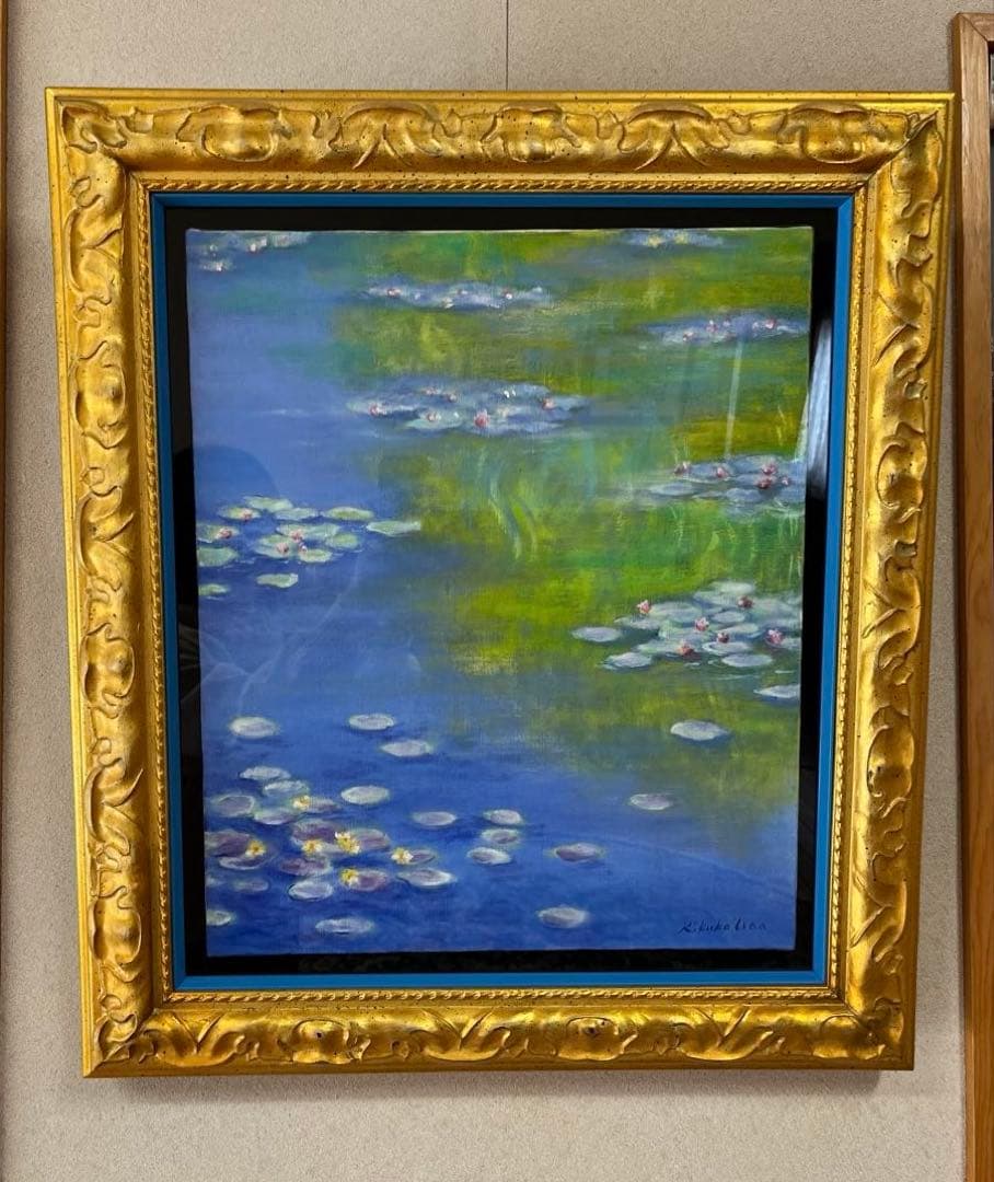 宇田喜久子　睡蓮　初夏　油彩画