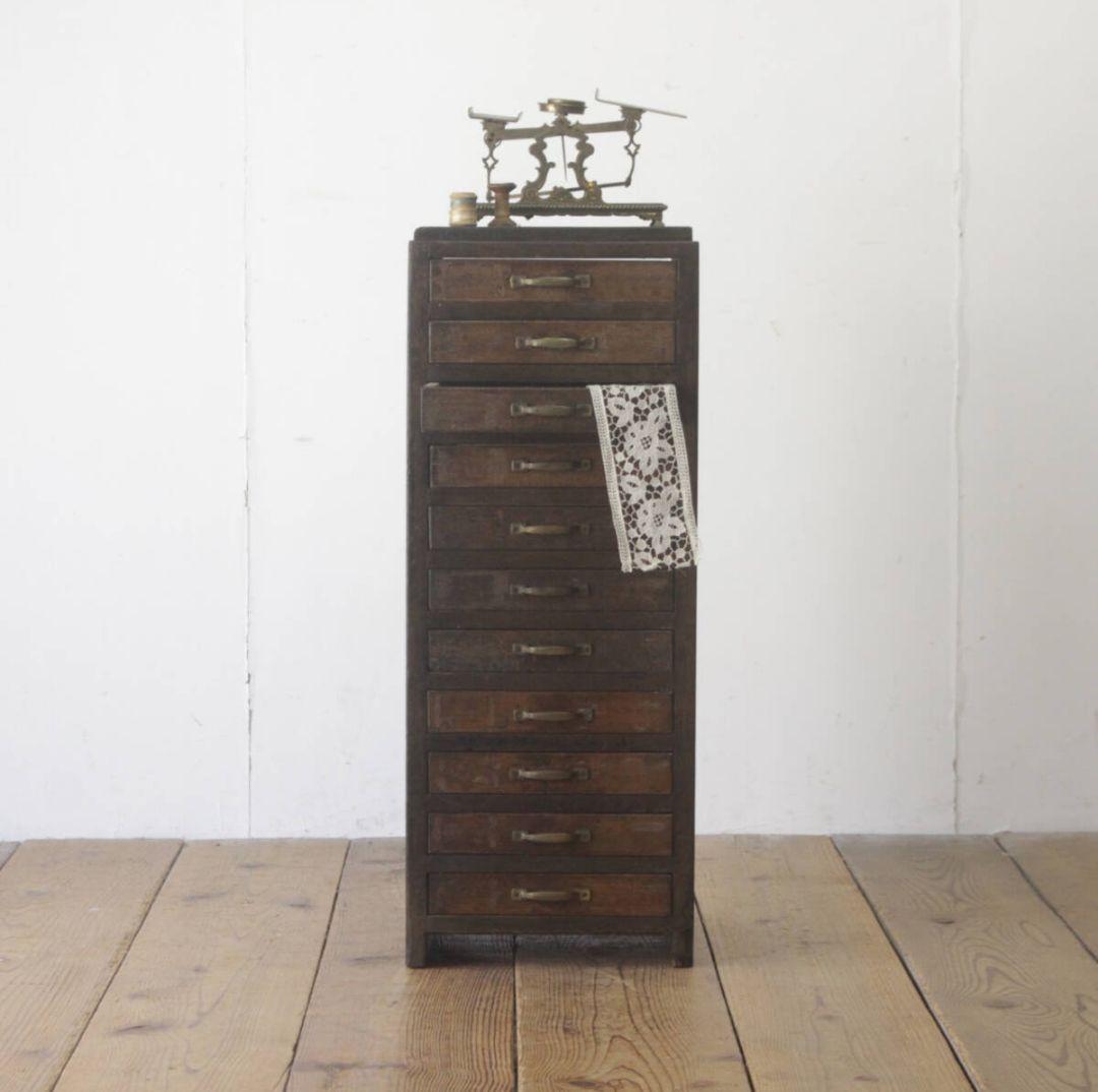 両面引き出し 抽斗 11杯 仕分け 書類 A4 小物入れ 木製 アンティーク英国