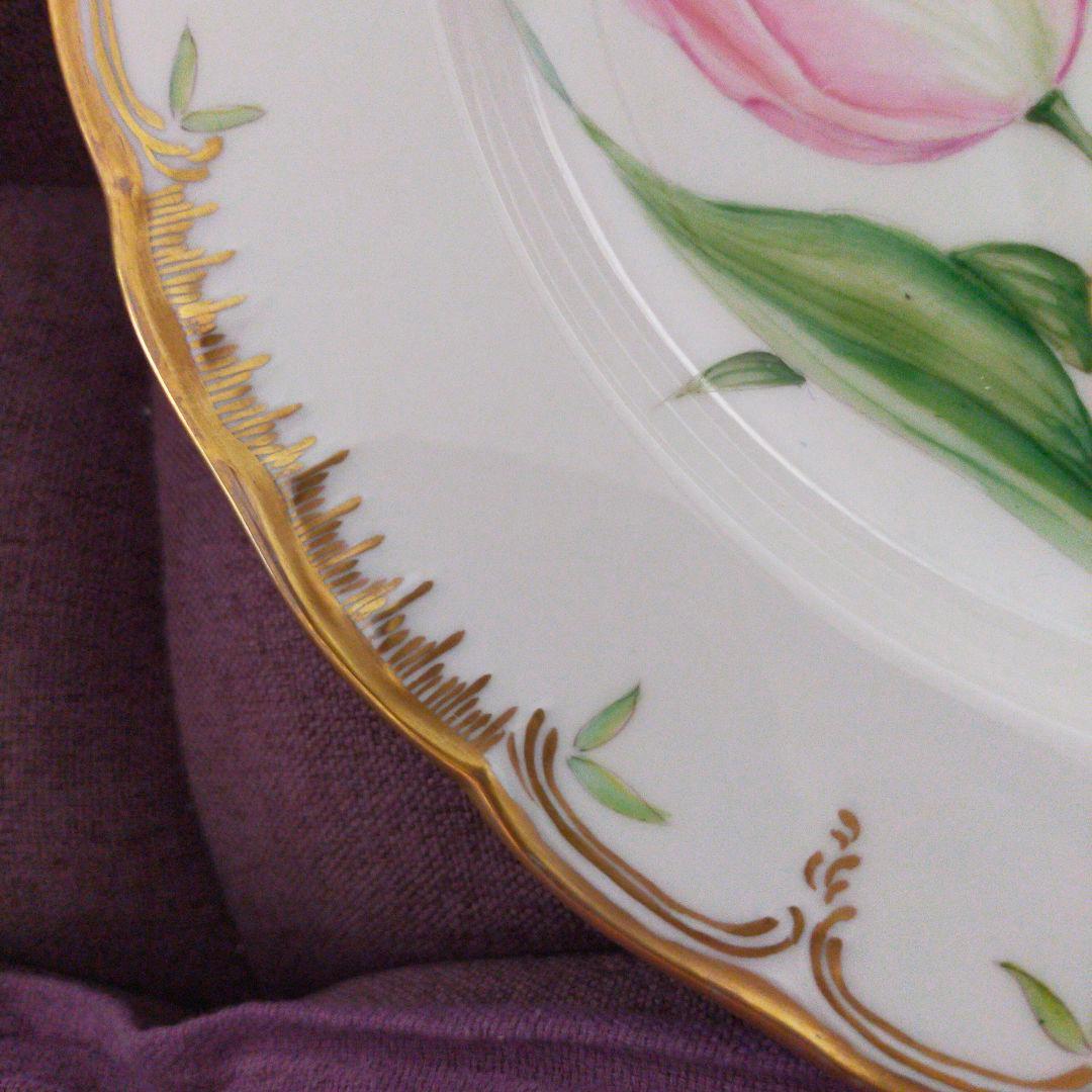 KPM　ベルリン　チューリップ　手描き?　金彩　アンティーク　プレート　皿