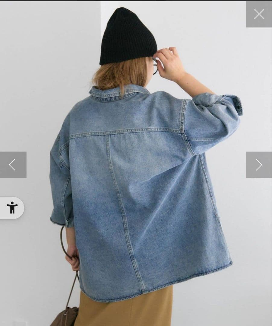 期間限定価格　ヴィンテージライクデニムチュニックシャツ　　ブルー　ピュアルセシン