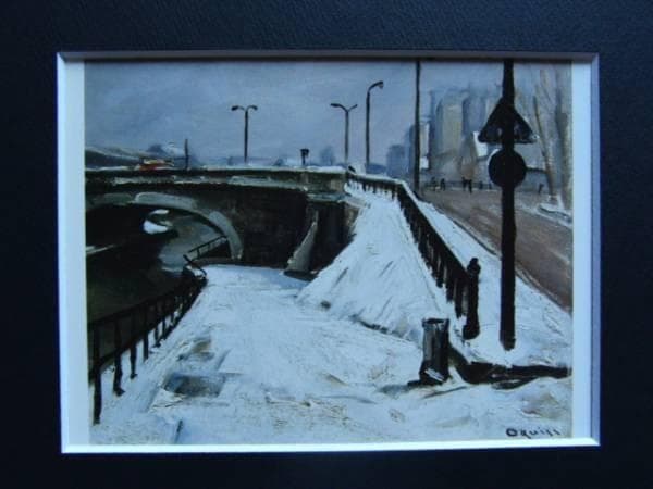 荻須　高徳、雪の運河、希少画集画、新品額付、状態良好