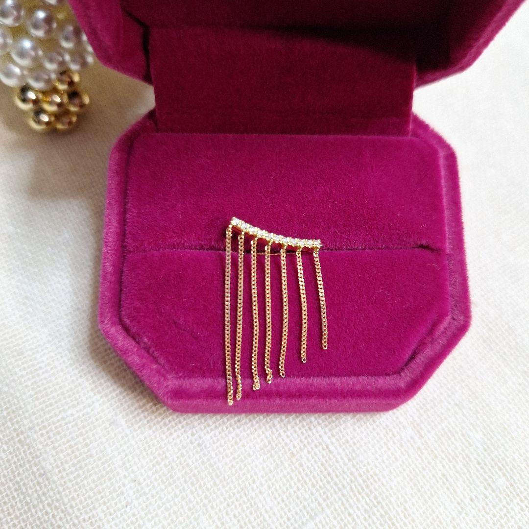 AHKAH K18YG シャンデリアチェーン フリンジ ダイヤ ピアス