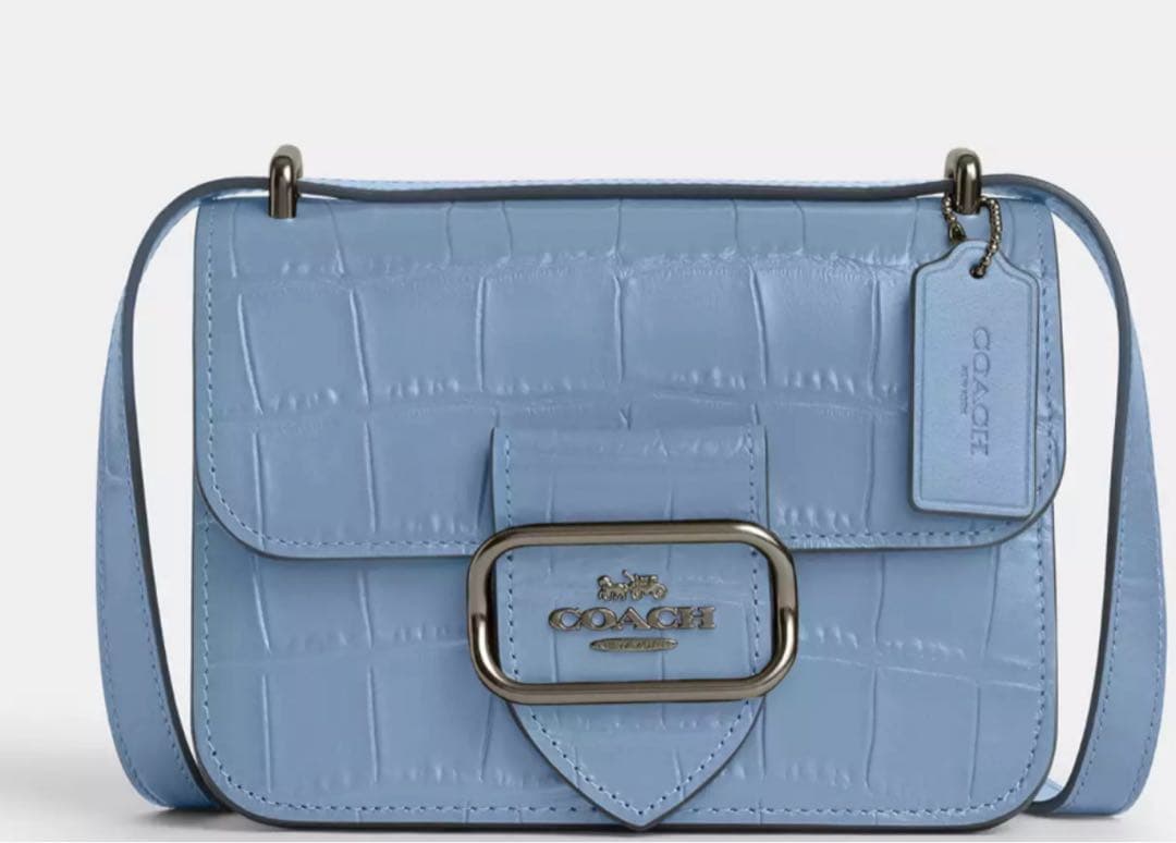 COACH ライトブルー クロコダイル風 バッグ