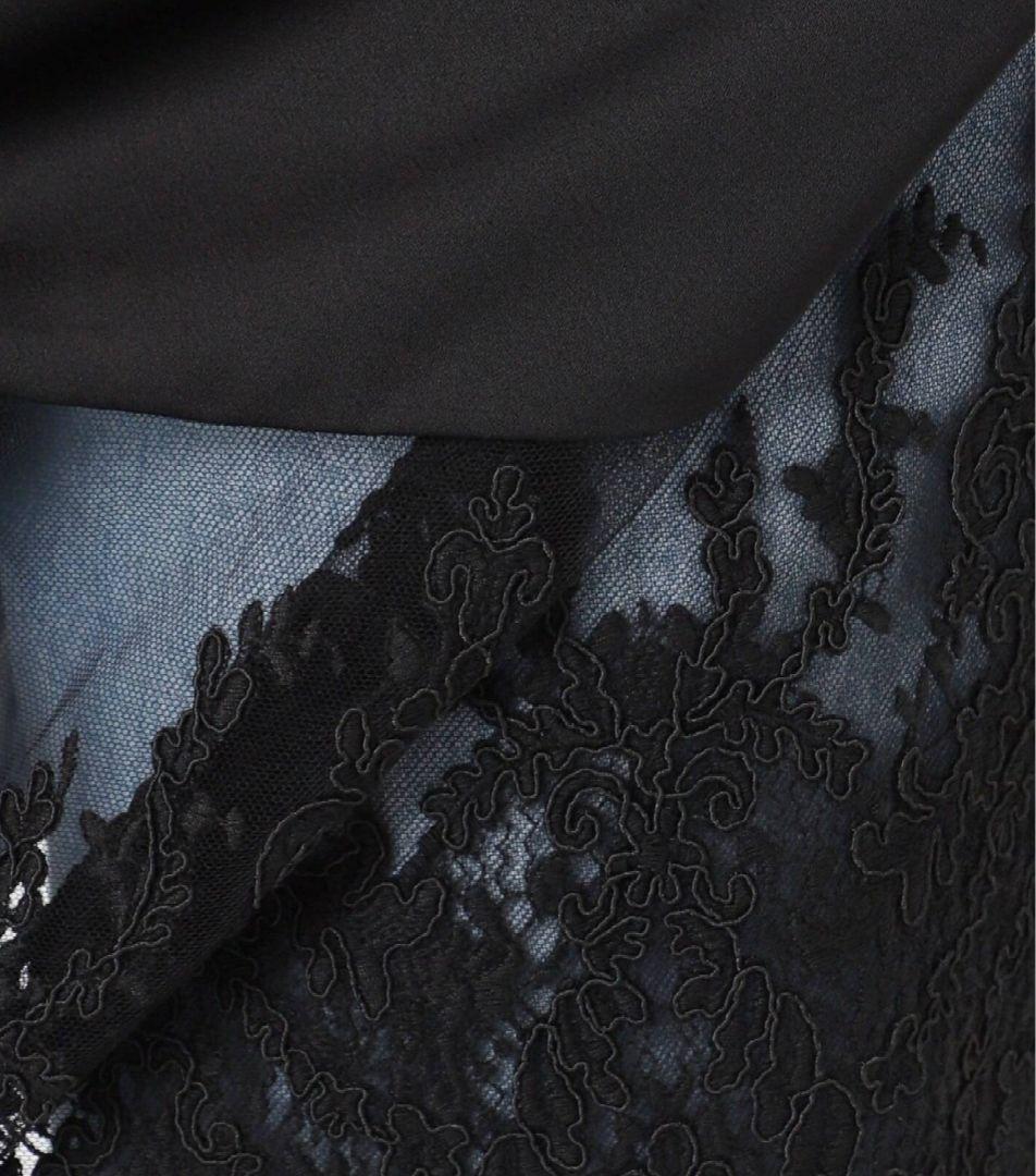 新品 IENASatinレース キャミソールワンピース ブラック