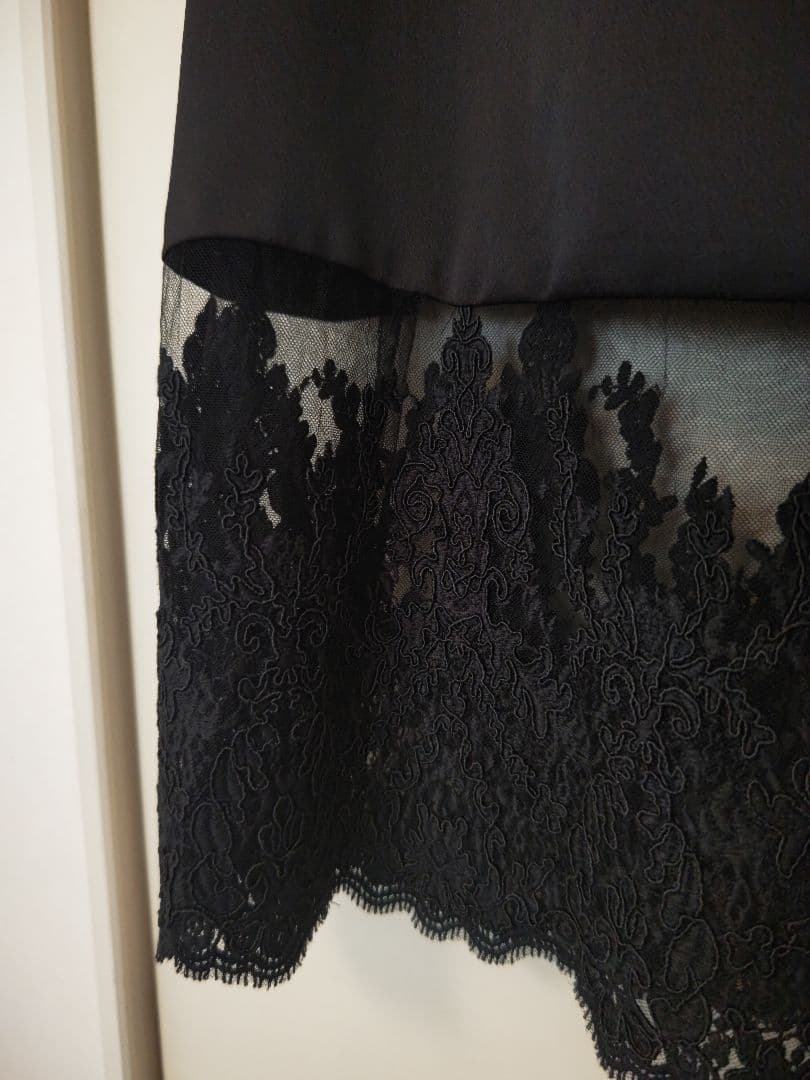 新品 IENASatinレース キャミソールワンピース ブラック