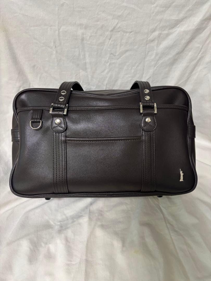 【美品】イーストボーイ　スクールバッグ　刺繍ロゴ　レザー ブラウン 白