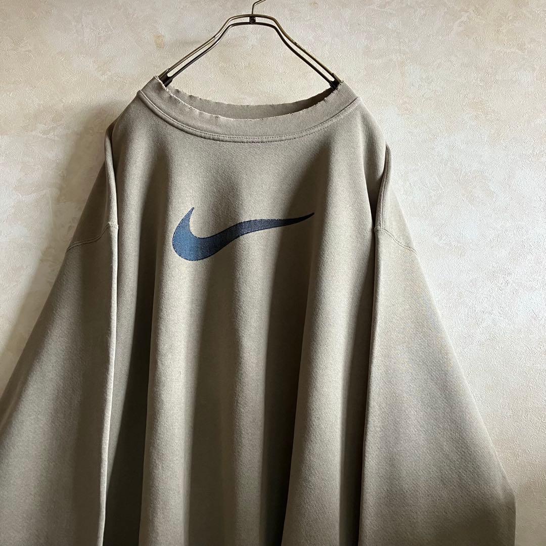 雰囲気◎90's USA製 ナイキ\"BIG SWOOSH\"スウェットXL 襤褸