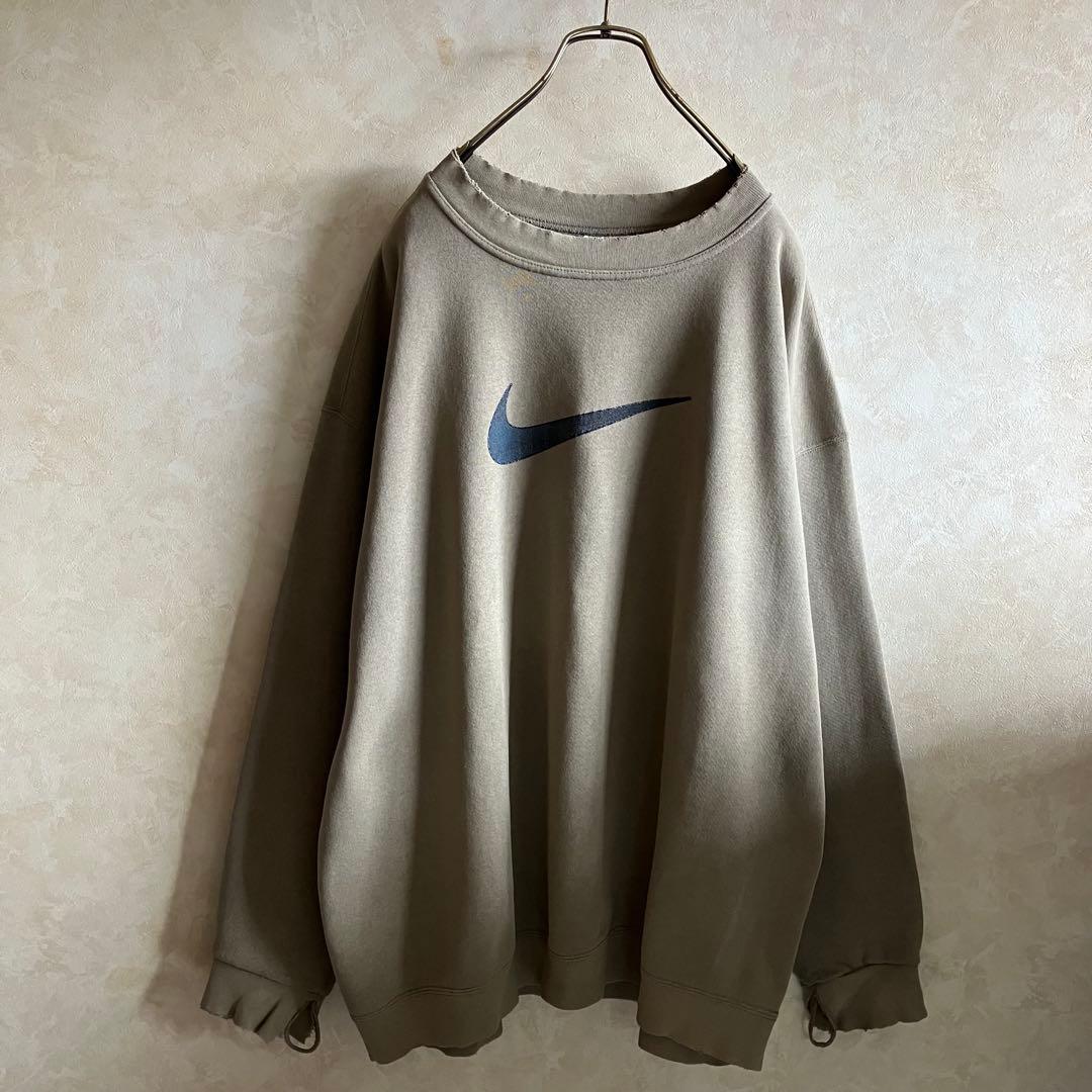 雰囲気◎90's USA製 ナイキ\"BIG SWOOSH\"スウェットXL 襤褸