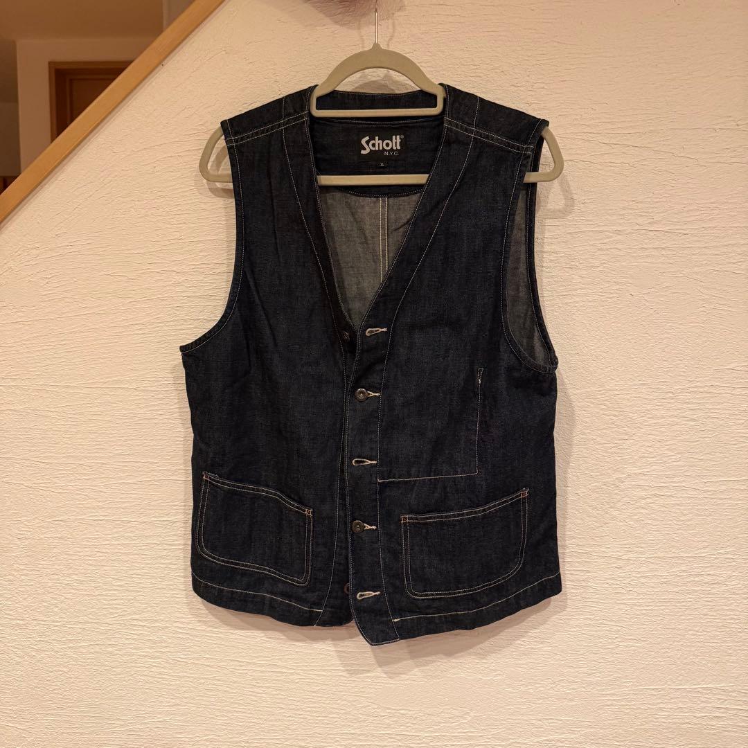 Schott デニムベスト XL