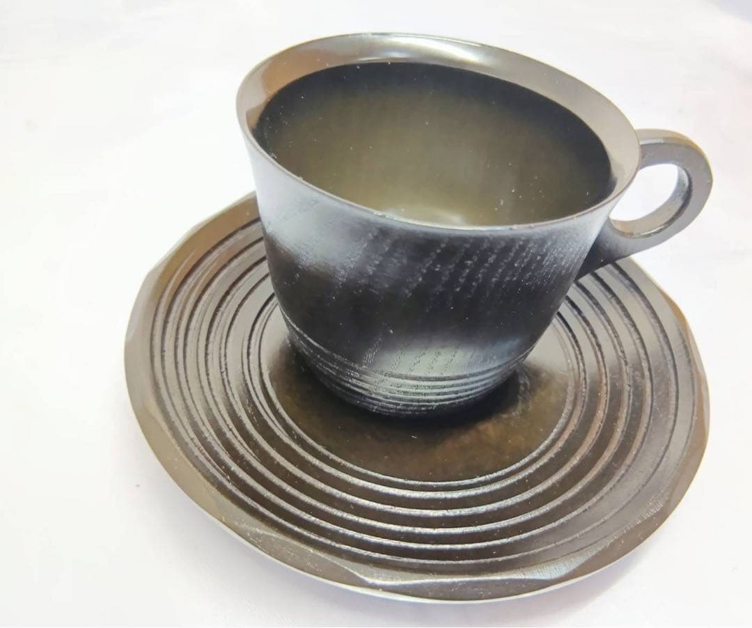 もくべえ 天然木 漆塗 ティーカップ&ソーサー ペア2客