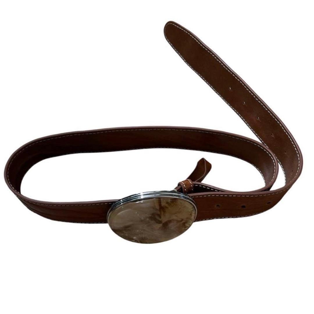 acne studios コニャックブラウン カメオバックル レザー　ベルト