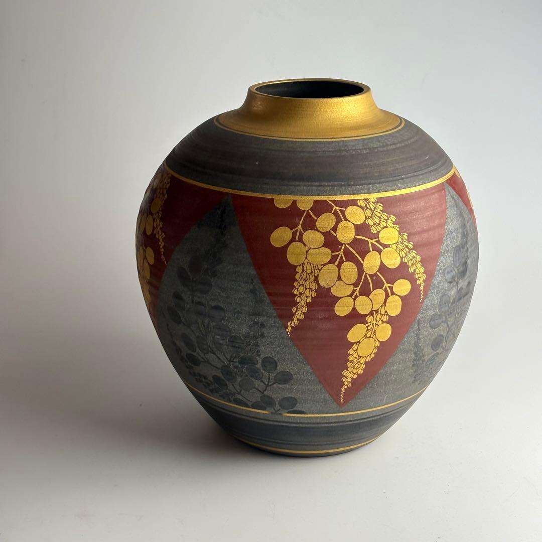 花瓶 金彩 在銘 郁 壺 花入 花器 飾壺 華道具