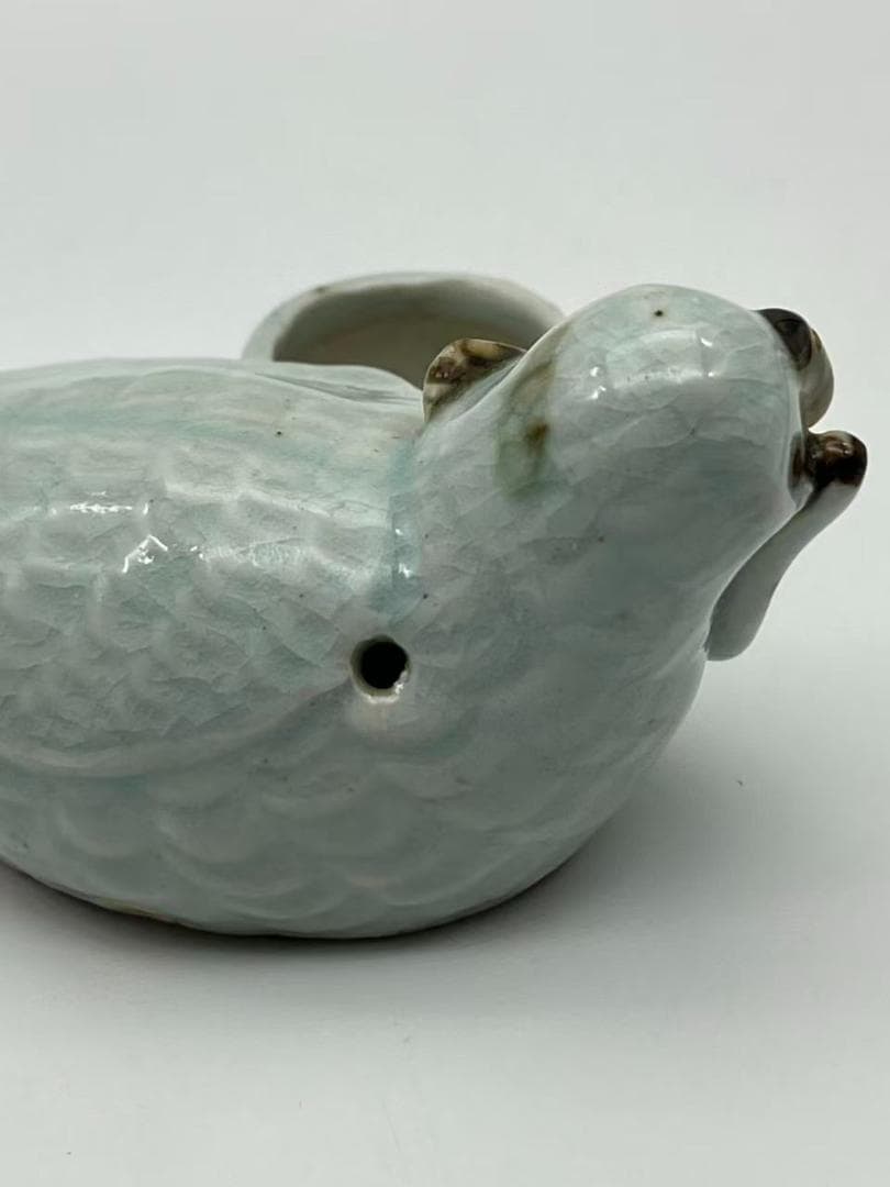 宋時代 青磁 湖田窯 影青釉鳥型水差し　水指　名品珍品(F-158)