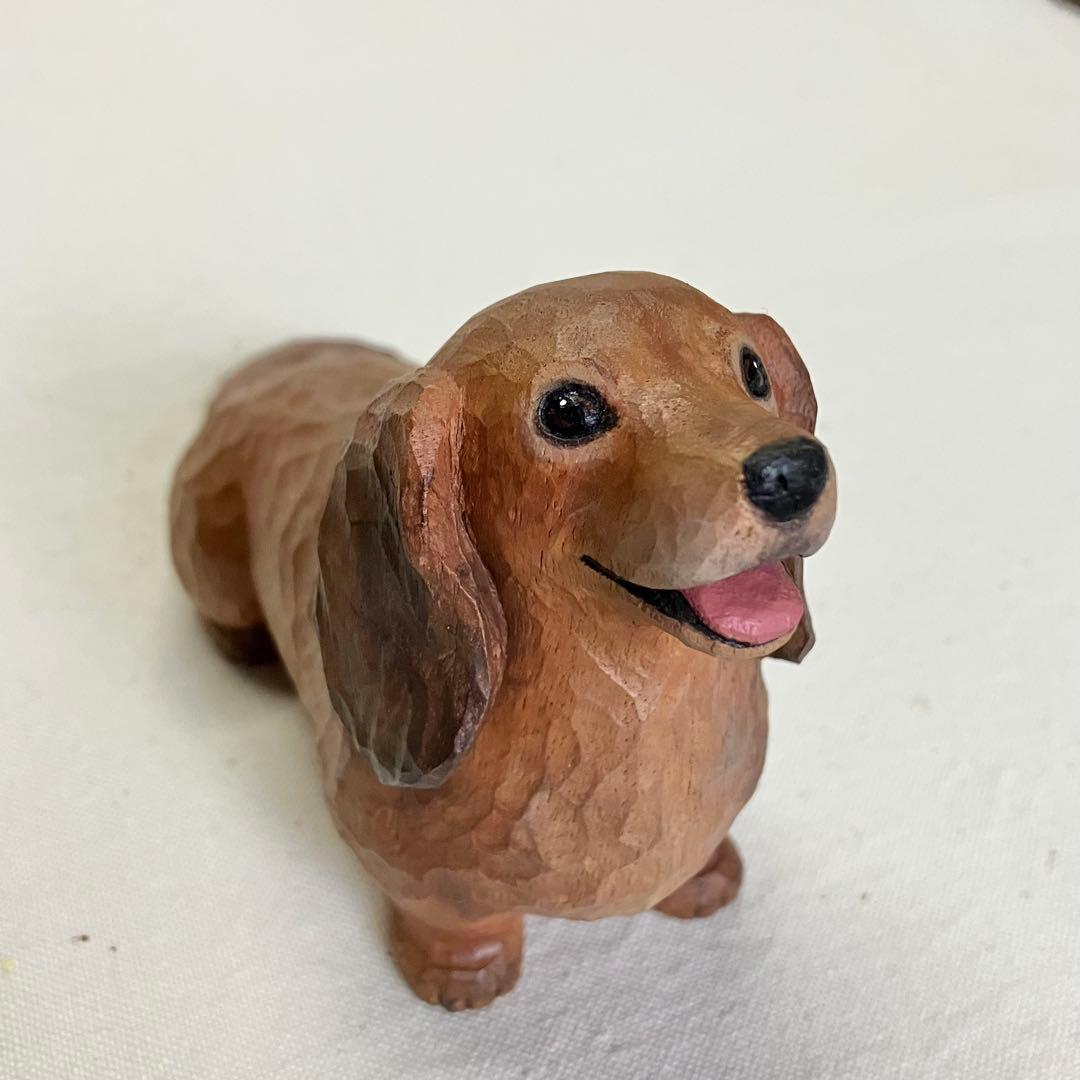 ち*♪様 木彫り　ダックスフント(レッド)