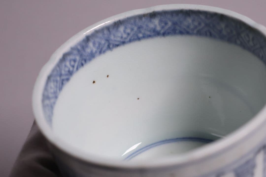 【CM123】江戸期 古伊万里 染付 寿字文 蕎麦猪口 陶芸 陶磁器 古美術 壽