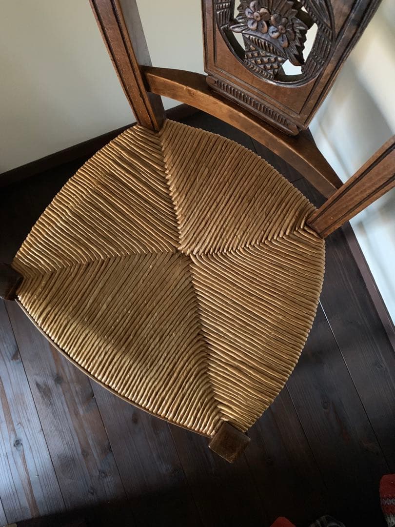 ①1920年代 フランス アンティーク＊ アルザスチェア レリーフ 彫刻 椅子