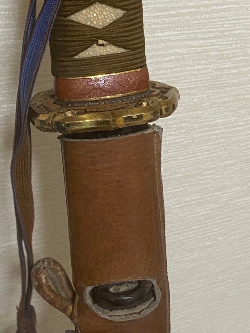 軍刀革鞘付き竹刀日本刀模造刀日本軍指揮官刀全長100cm