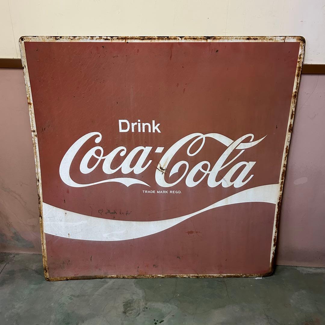 【送料無料】123cm角 コカコーラ 看板 ブリキ 鉄板 特大