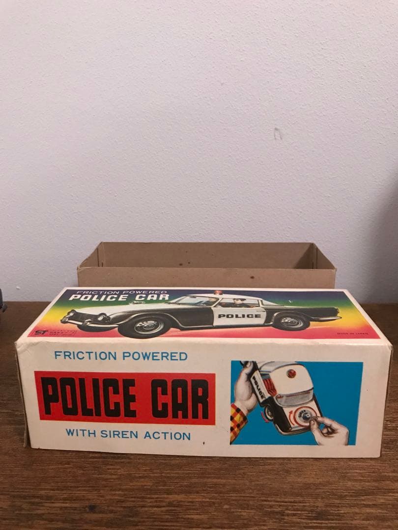 1970's 日本製 POLICE CAR 玩具 ブリキ パトカー 箱付き ST