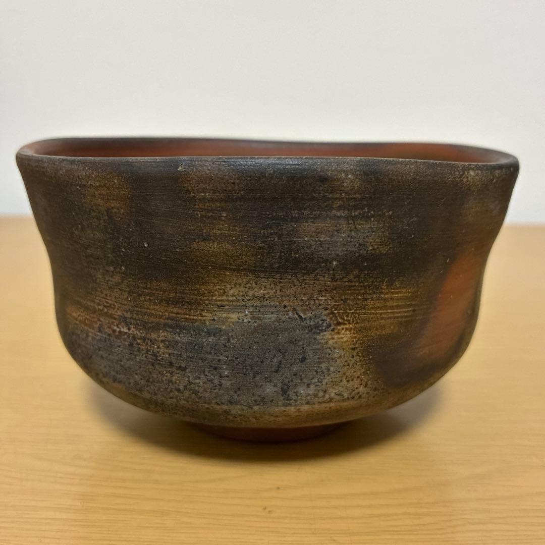 【名工・小西陶古】備前焼 抹茶茶碗 茶盌 共箱・真田紐付