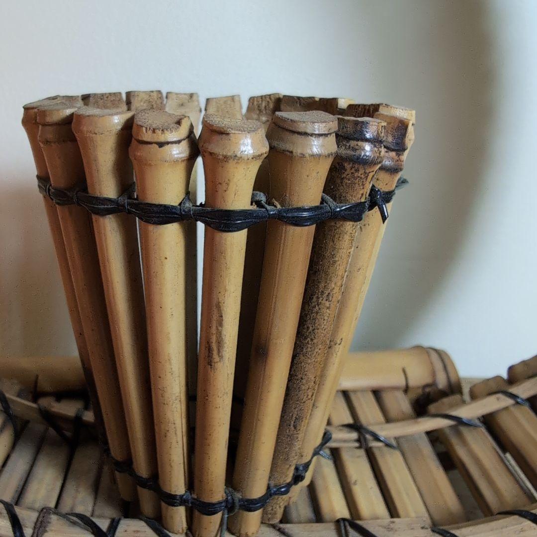 竹製装飾品 円形フレームと花生け　竹細工　竹工芸品