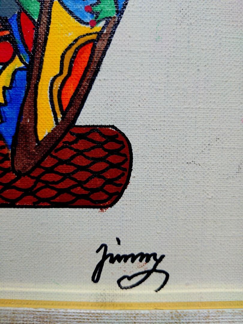 【F6号】ジミー大西【森】手描き/表裏サイン有/油彩/アクリル/絵画/額縁/額装