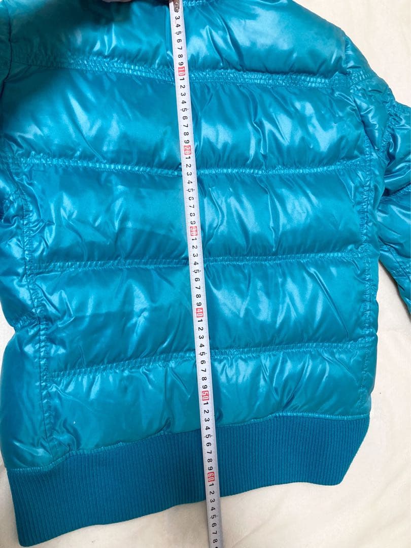 00's オールドユニクロ　プレミアムダウンジャケット　短丈　光沢　水色　y2k