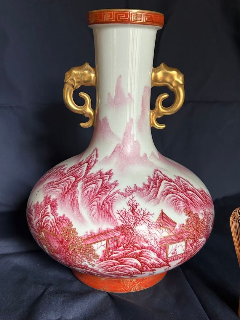 清代　乾隆年製　花器　時代物　中国美術