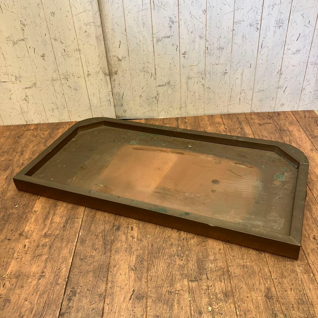 昭和レトロ 銅板台座 飾り台 古道具 高台プレート アンティーク飾り棚 長方形