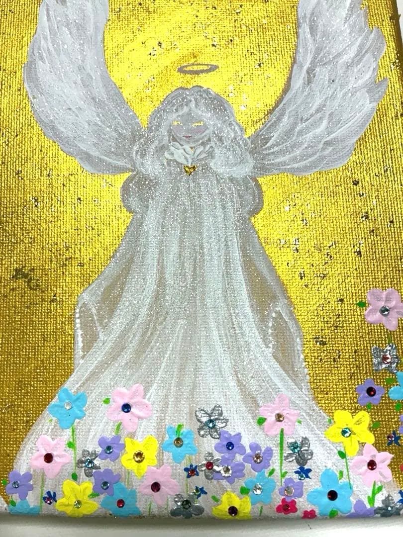 開運絵画　守護天使様　龍神様　花の舞　天界の花　インフィニティ　金箔