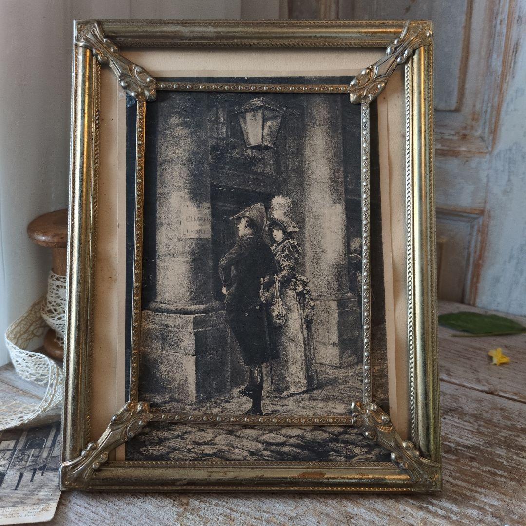 フランス　アンティーク　フレーム　ナポレオン　銅版画　セット　フォトスタンド