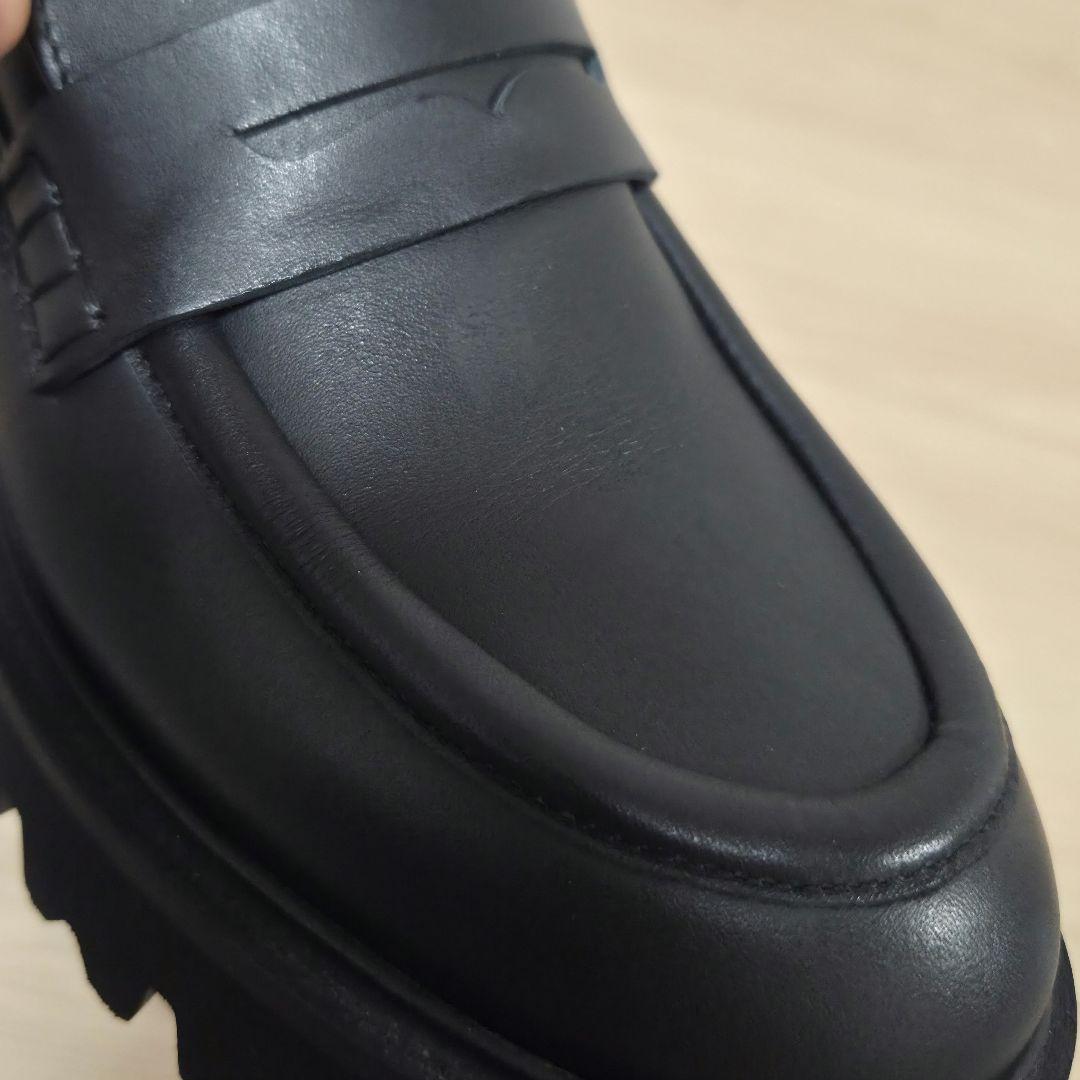 【美品】FABIO RUSCONI　本革　ローファー　厚底　チャンキーヒール　黒