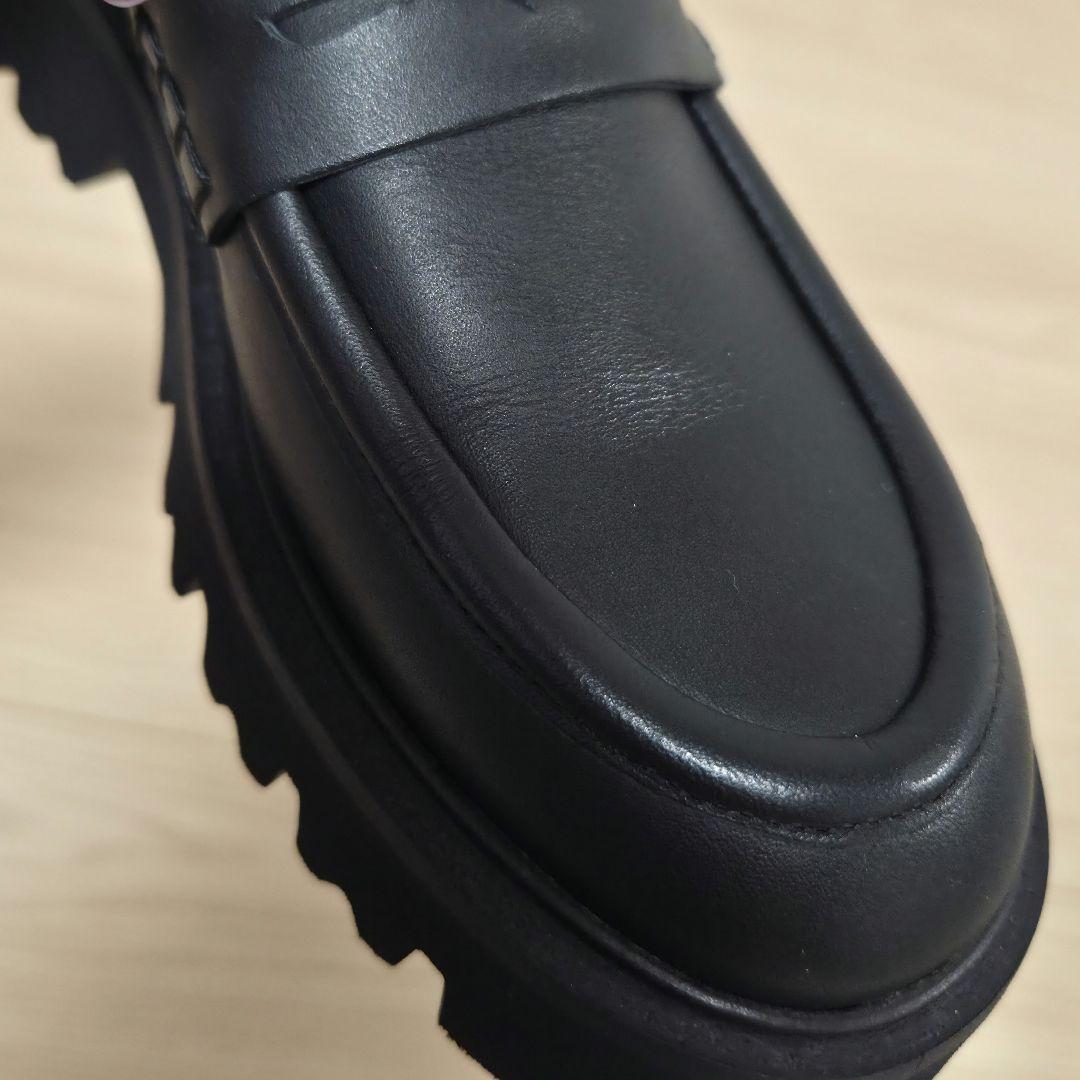 【美品】FABIO RUSCONI　本革　ローファー　厚底　チャンキーヒール　黒