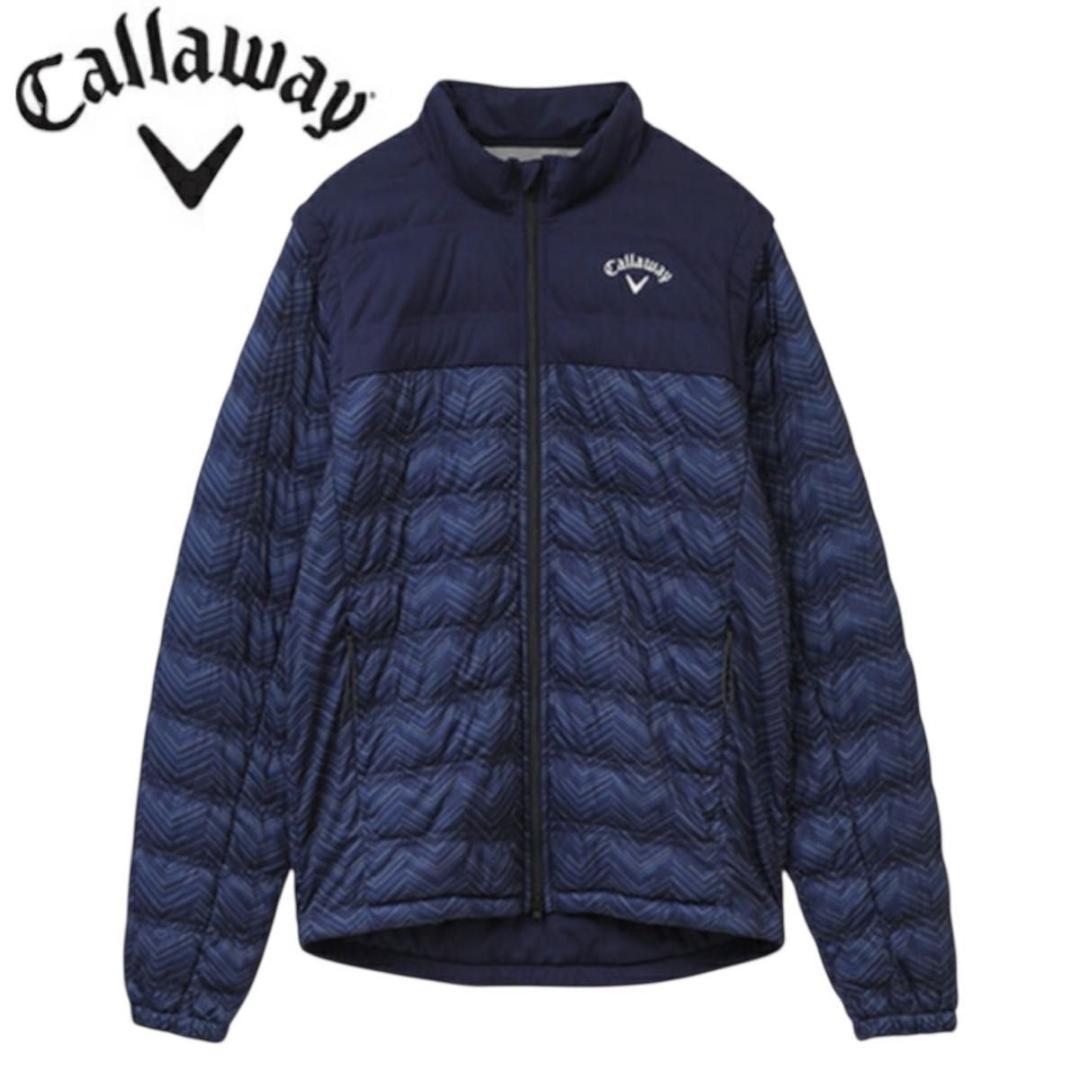 【美品】Callaway ゴルフ 中綿入りスターストレッチブルゾン ネイビー
