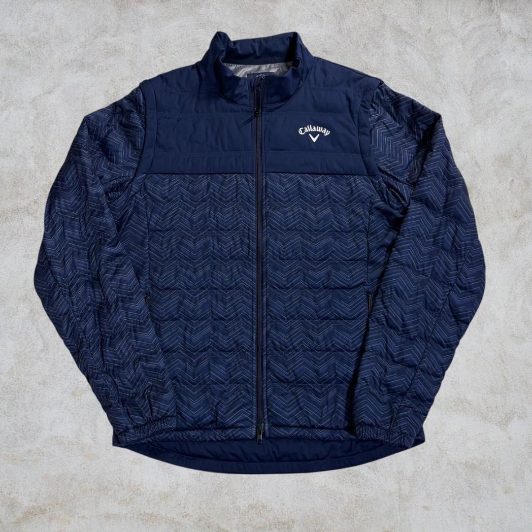 【美品】Callaway ゴルフ 中綿入りスターストレッチブルゾン ネイビー