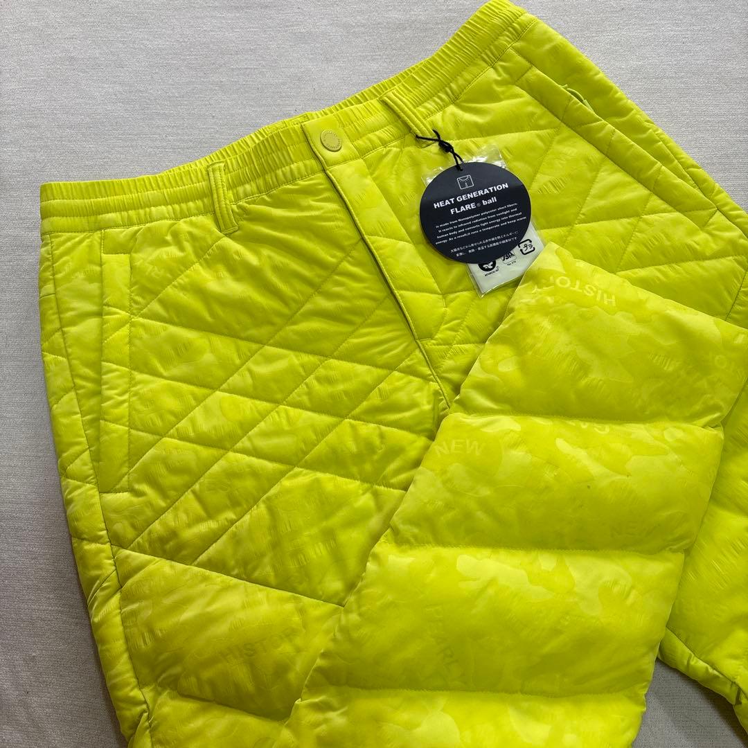未使用品 サイズ5 PEARLY GATES 蛍光イエロー中綿ダウンパンツ